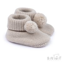 B455-COF: Coffee Acrylic Bootees with Pom Pom